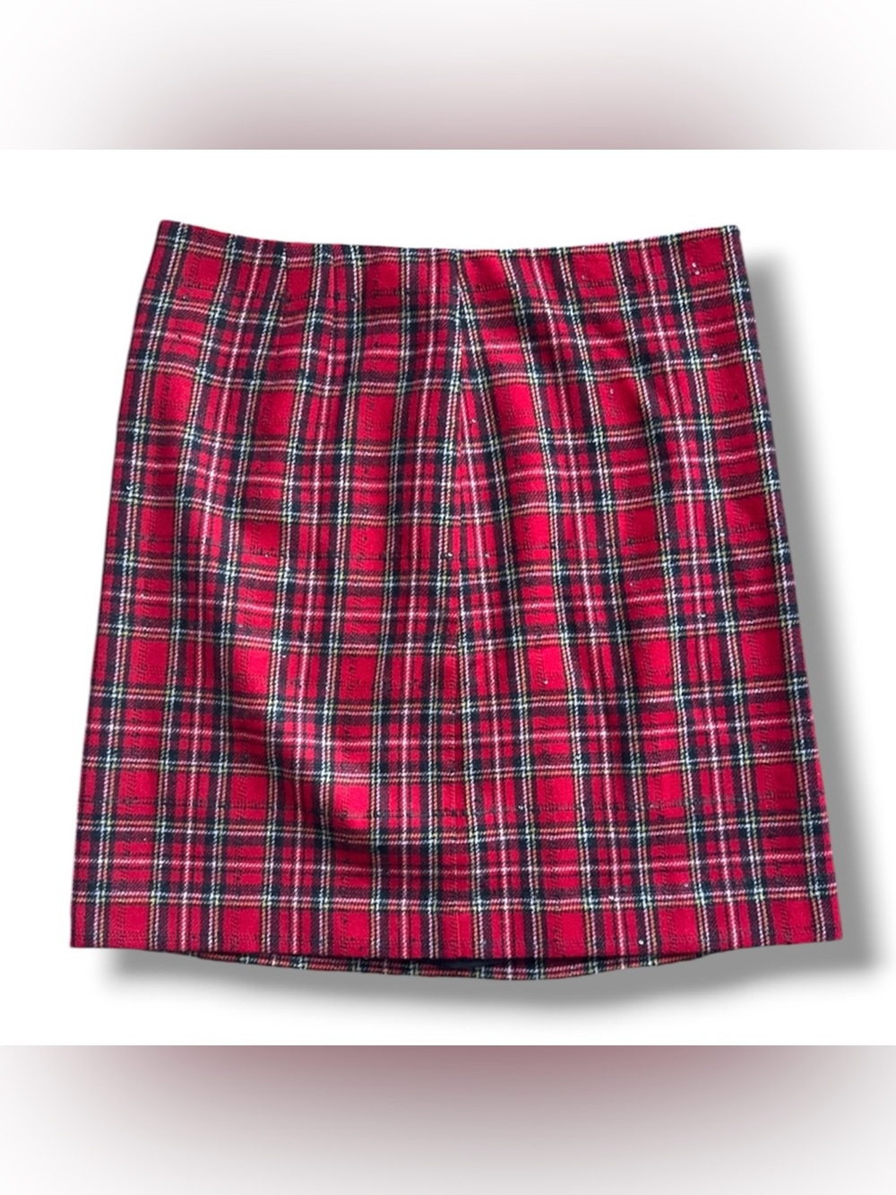 Talbots Red Tartan Plaid Skirt W/ Sequins Womens Size 14 Academia Holiday Preppy